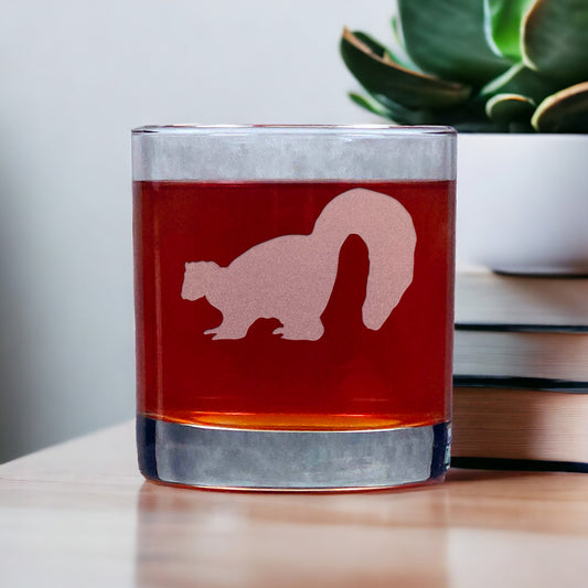 Skunk 11oz Whisky Glass - Design 1 - Copyright Hues in Glass