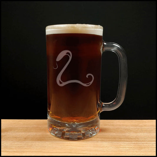Snake 16oz Beer Mug - Design 2 -  Copyright Hues in Glass
