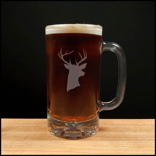 Stag Head 16oz Beer Mug - Copyright Hues in Glass