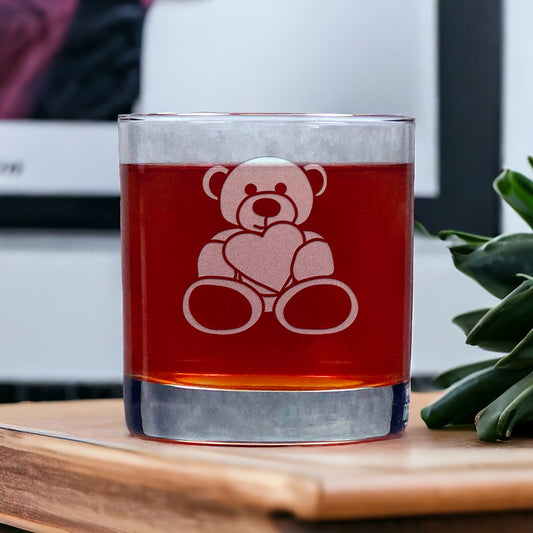 Teddy Bear Whisky Glass - Design 2 - Copyright Hues in Glass