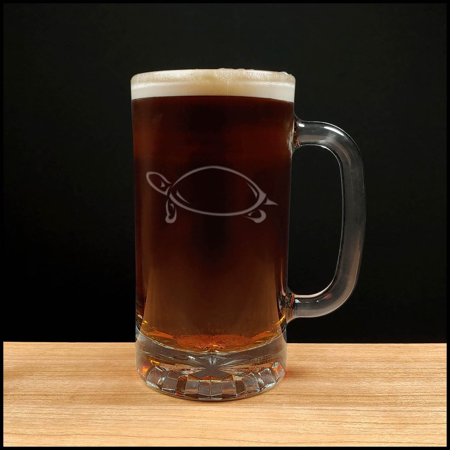 Turtle 16oz Beer Mug - Design 3 - Copyright Hues in Glass
