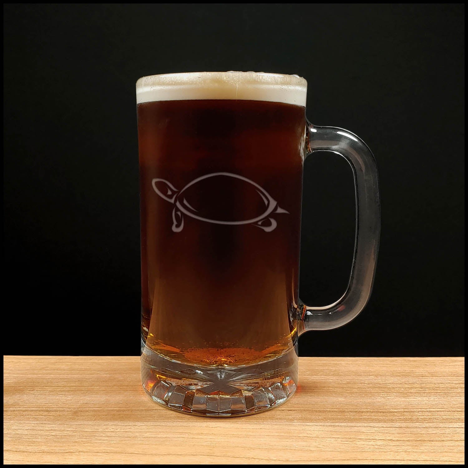 Turtle 16oz Beer Mug - Design 3 - Copyright Hues in Glass
