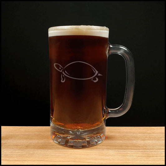 Turtle 16oz Beer Mug - Design 3 - Copyright Hues in Glass