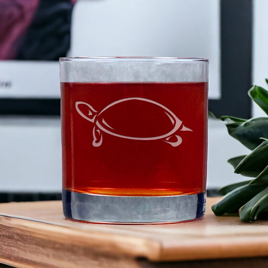 Turtle 11oz Whisky Glass - Design 3 - Copyright Hues in Glass