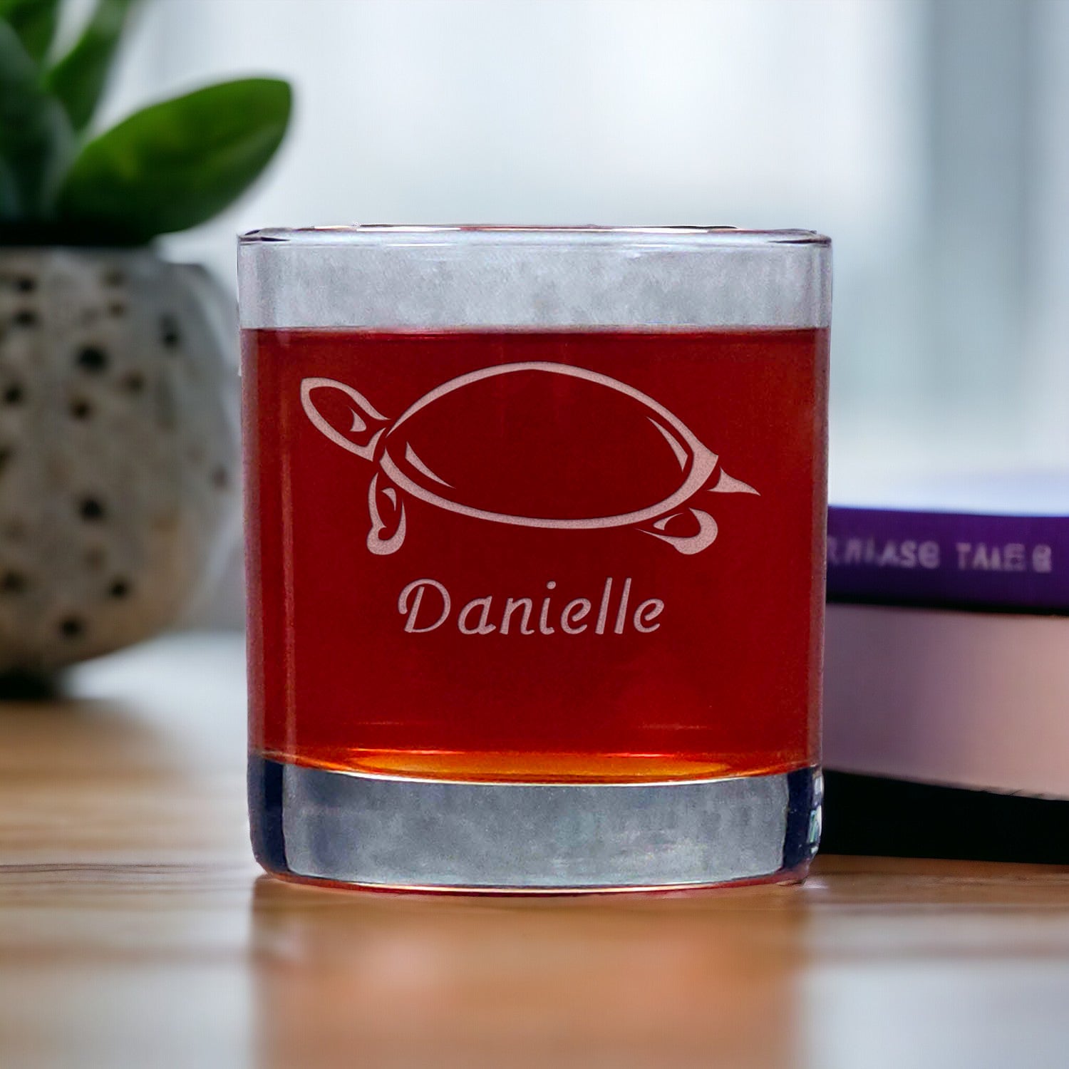 Personalized Turtle 11oz Whisky Glass - Design 3 - Copyright Hues in Glass