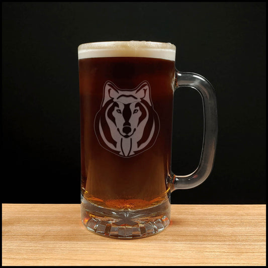 Wolf Face 16oz Beer Mug - Copyright Hues in Glass