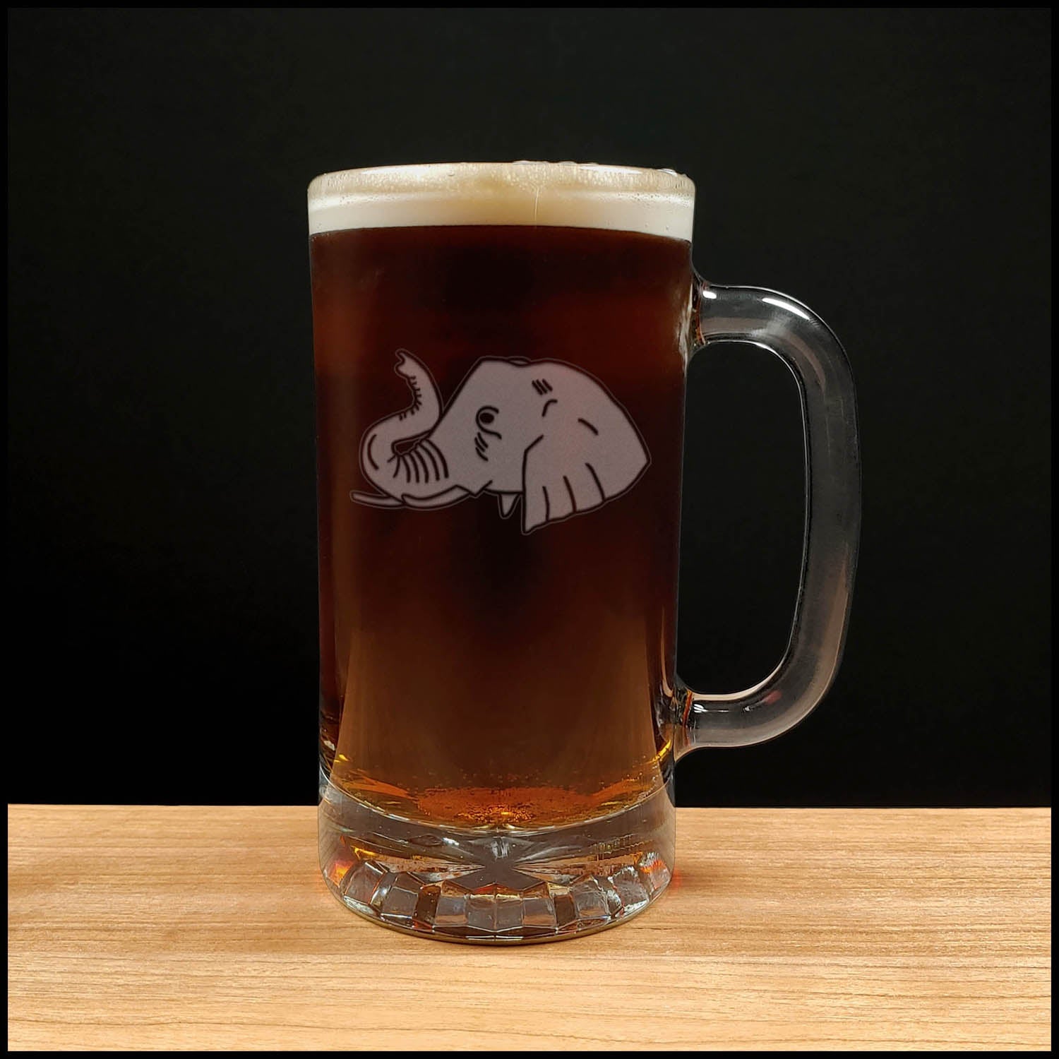 Elephant Head Beer Mug - Copyright Hues in Glass