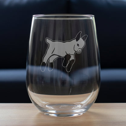 Clear glass with a dog illustration on a black background
