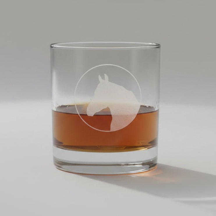 Horse Head 11oz Whiskey Glass - Free Personalization