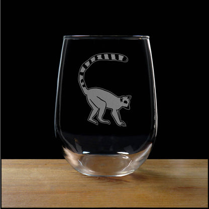 Lemur 17oz Stemless Wine Glass - Deeply Etched Personalized Gift