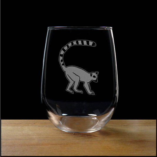 Lemur 17oz Stemless Wine Glass - Deeply Etched Personalized Gift