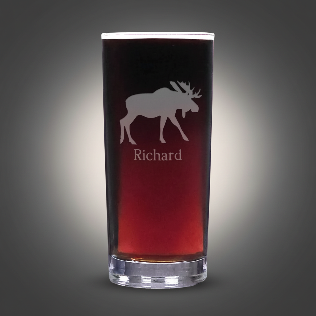 Moose Cooler Glass – Engraved Water Glass & Cocktail Tumbler – Wildlife Drinkware Gift for Cabin, Cottage & Nature Lovers