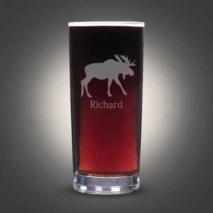 Moose Cooler Glass – Engraved Water Glass & Cocktail Tumbler – Wildlife Drinkware Gift for Cabin, Cottage & Nature Lovers