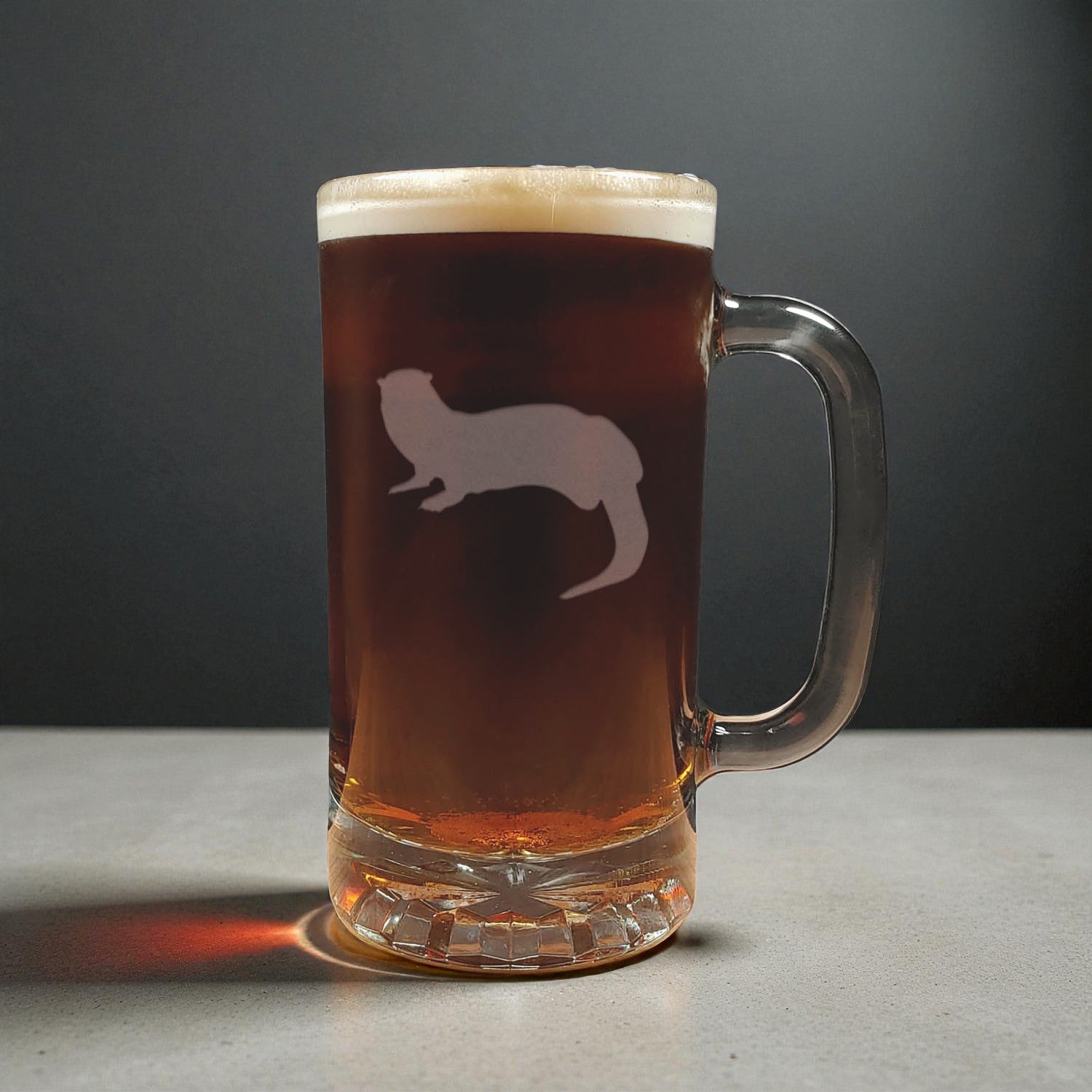 Otter 16oz Engraved Beer Mug – Personalized Hand Sandblasted Glass Beer Gift
