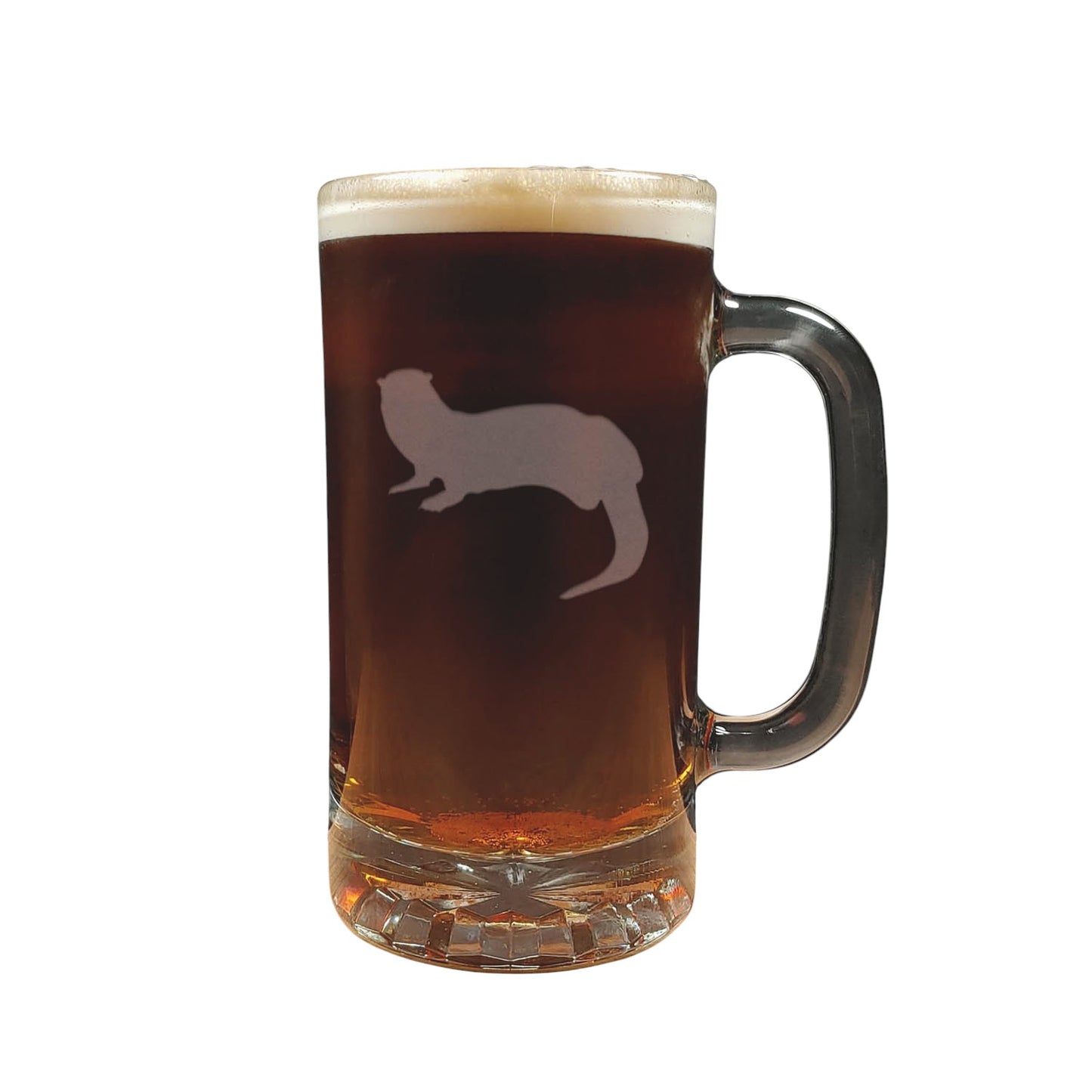 Otter Engraved Beer Mug – 16oz Personalized Hand Sandblasted Glass – Gift for Beer Lovers
