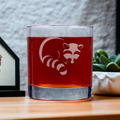 Raccoon 11oz Whisky Glass - Design 1 - Copyright Hues in Glass