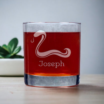 Personalized Snake 11oz Whisky Glass - Design 3 - Copyright Hues in Glass