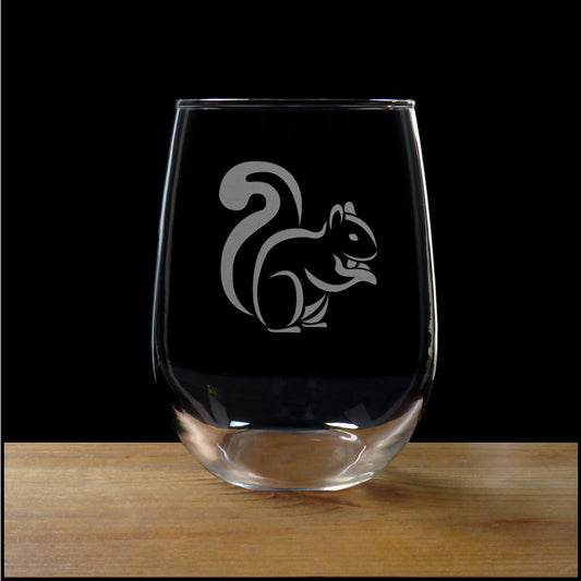 Squirrel 17oz Stemless Wine Glass - Deeply Etched Personalized Gift