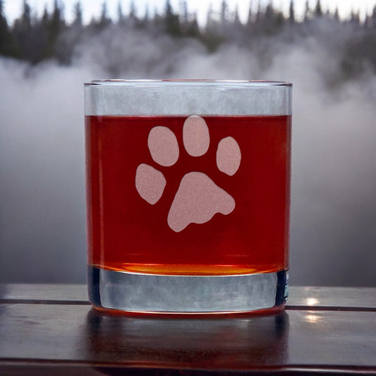 Cougar Track Engraved 11oz Whiskey Glass - Personalized Gift