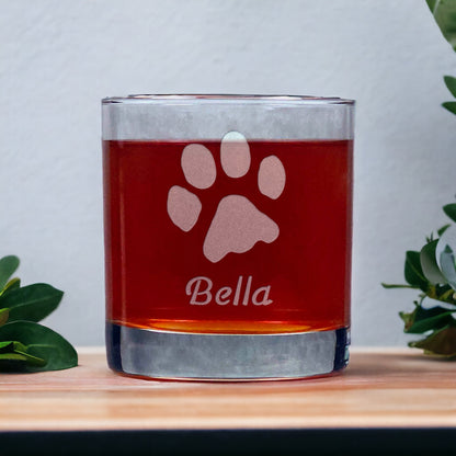 Personalized Cat Paw Whiskey Glass - Copyright Hues in Glass