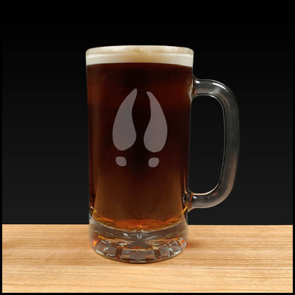 Deer Track Engraved 16oz Beer Mug – Deep Etched Animal Pint Glass – Wildlife Beer Stein – Rustic Lodge Barware Gift