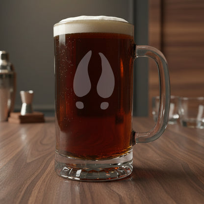 Deer Track Engraved 16oz Beer Mug – Deep Etched Animal Pint Glass – Wildlife Beer Stein – Rustic Lodge Barware Gift