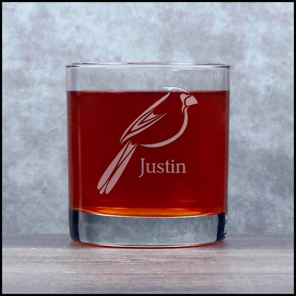 Personalized Blue Jay Whisky Glass - Copyright Hues in Glass