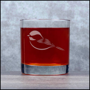 Chickadee Personalized Whisky Glass - Copyright Hues in Glass