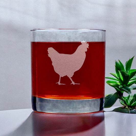 Personalized Hen 11oz Whisky Glass - Copyright Hues in Glass
