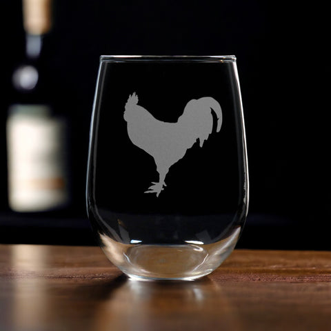 Rooster 17oz Stemless Wine Glass - Chicken Personalized Gift