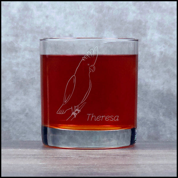Personalized Cockatoo Whisky Glass - Copyright Hues in Glass