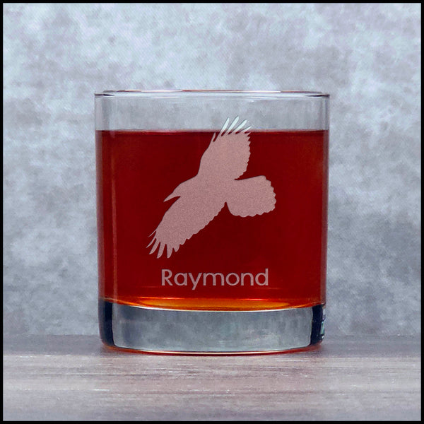 Personalized Crow Whisky Glass - Copyright Hues in Glass