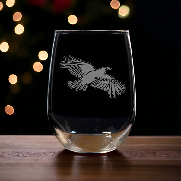 Crow 17oz Stemless Wine Glass - Design 4  - Personalized Gift