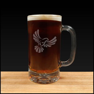 Flying Dove Design Beer Mug - Dark Beer - Copyright Hues in Glass