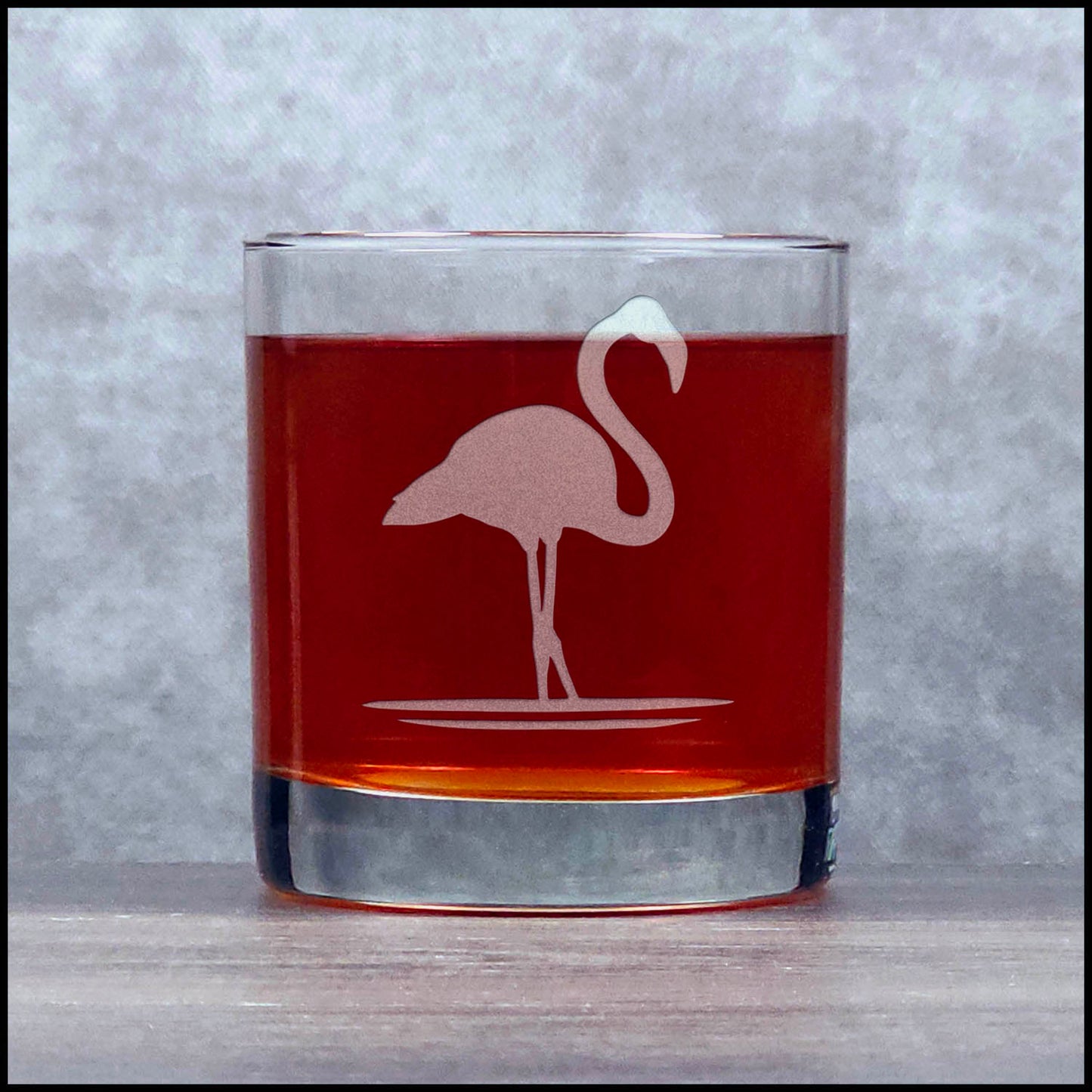 Personalized Flamingo Whiskey Glass 11oz Custom Engraved Bourbon Tumbler Tropical Cocktail Glass
