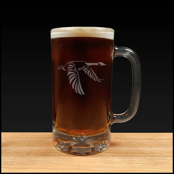 Flying Goose Design Beer Mug - Dark Beer - Copyright Hues in Glass