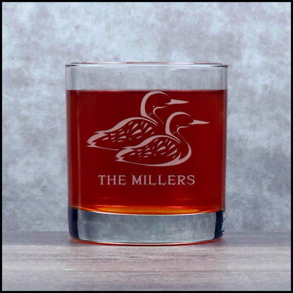 Personalized Loons Personalized Whisky Glass - Copyright Hues in Glass
