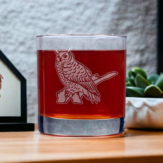 Owl  11oz Whisky Glass - Copyright Hues in Glass