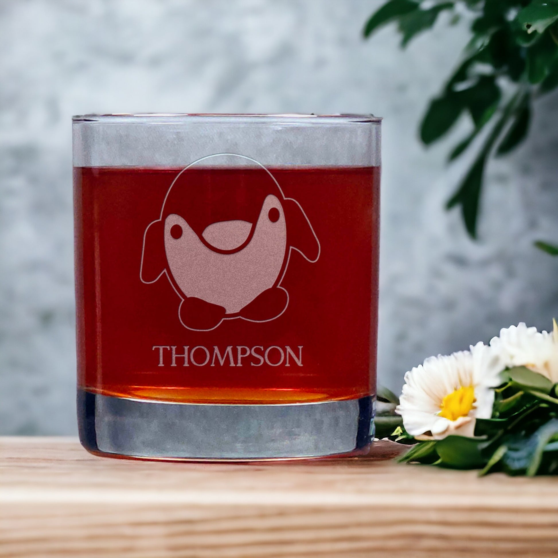 Personalized Cute Penguin 11oz Whisky Glass