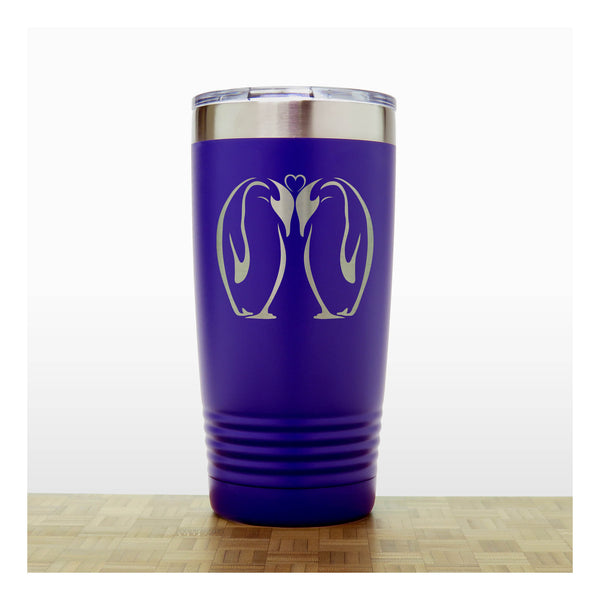 Purple - Kissing Penguins 20 oz Insulated Tumbler - Copyright Hues in Glass