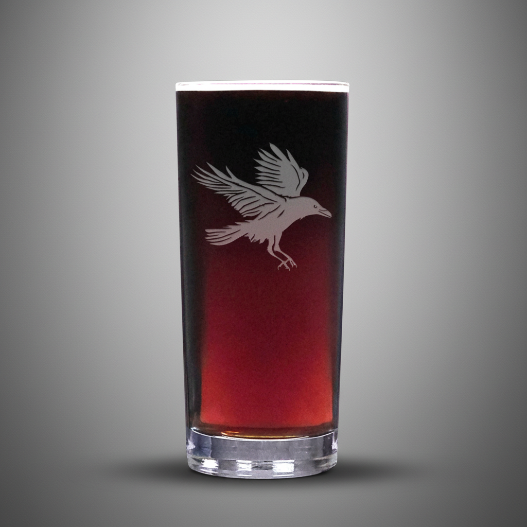 Glass with a bird design on a white background