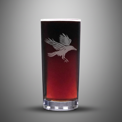 Glass with a bird design on a white background
