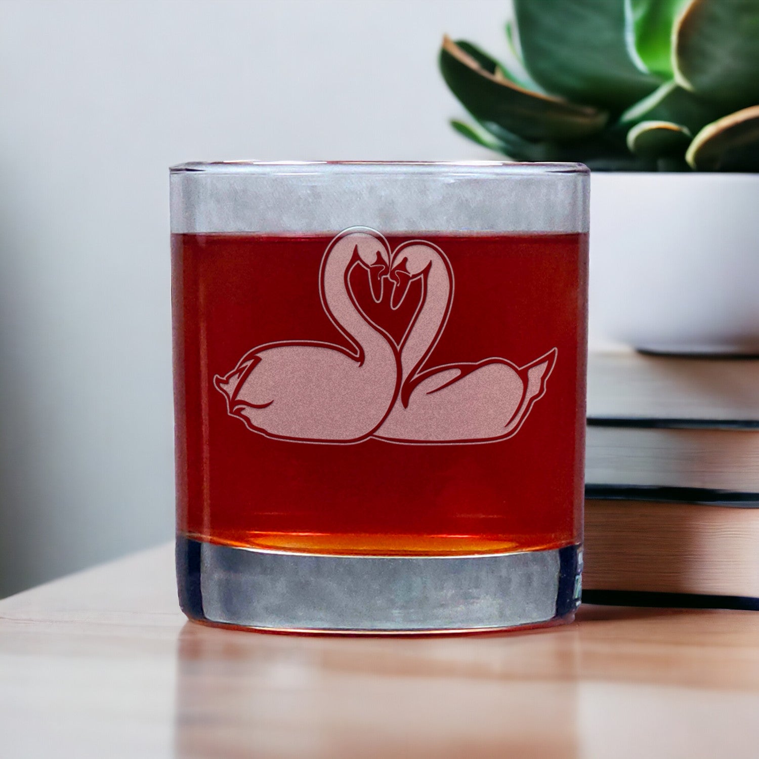 Swans Silhouette 11oz Whisky Glass - Copyright Hues in Glass