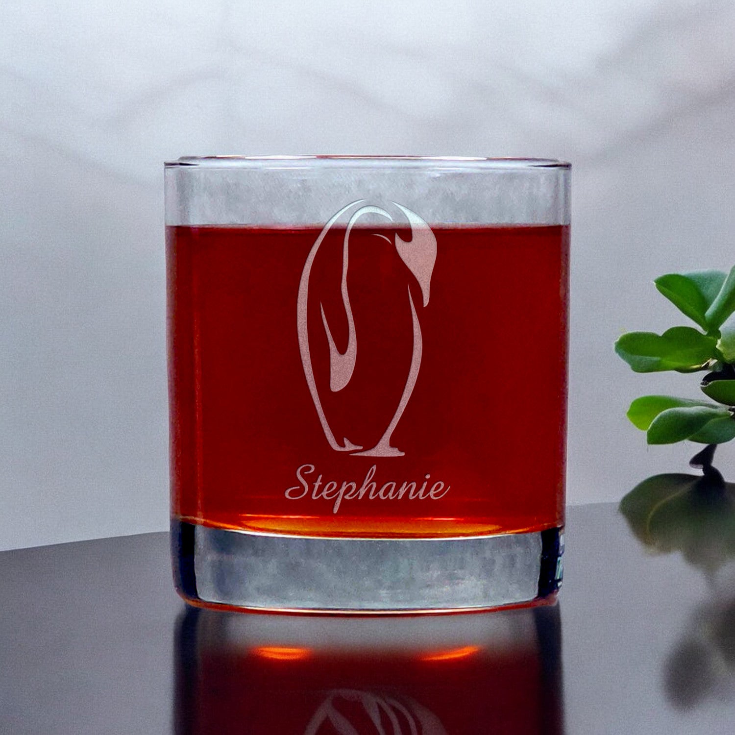Personalized Penguin 11oz Whisky Glass