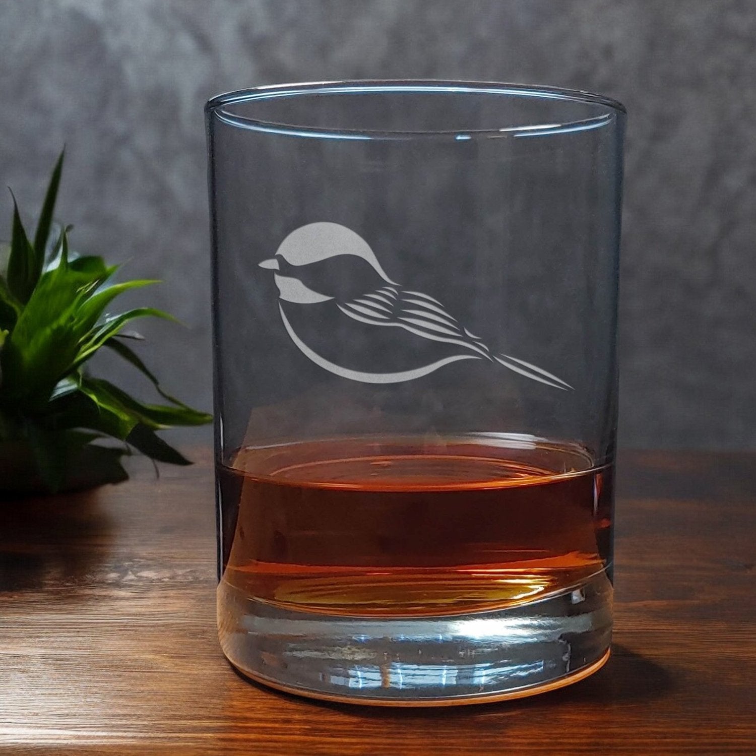 Chickadee 13oz Whisky Glass - Copyright Hues in Glass