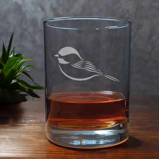Chickadee 13oz Whisky Glass - Copyright Hues in Glass