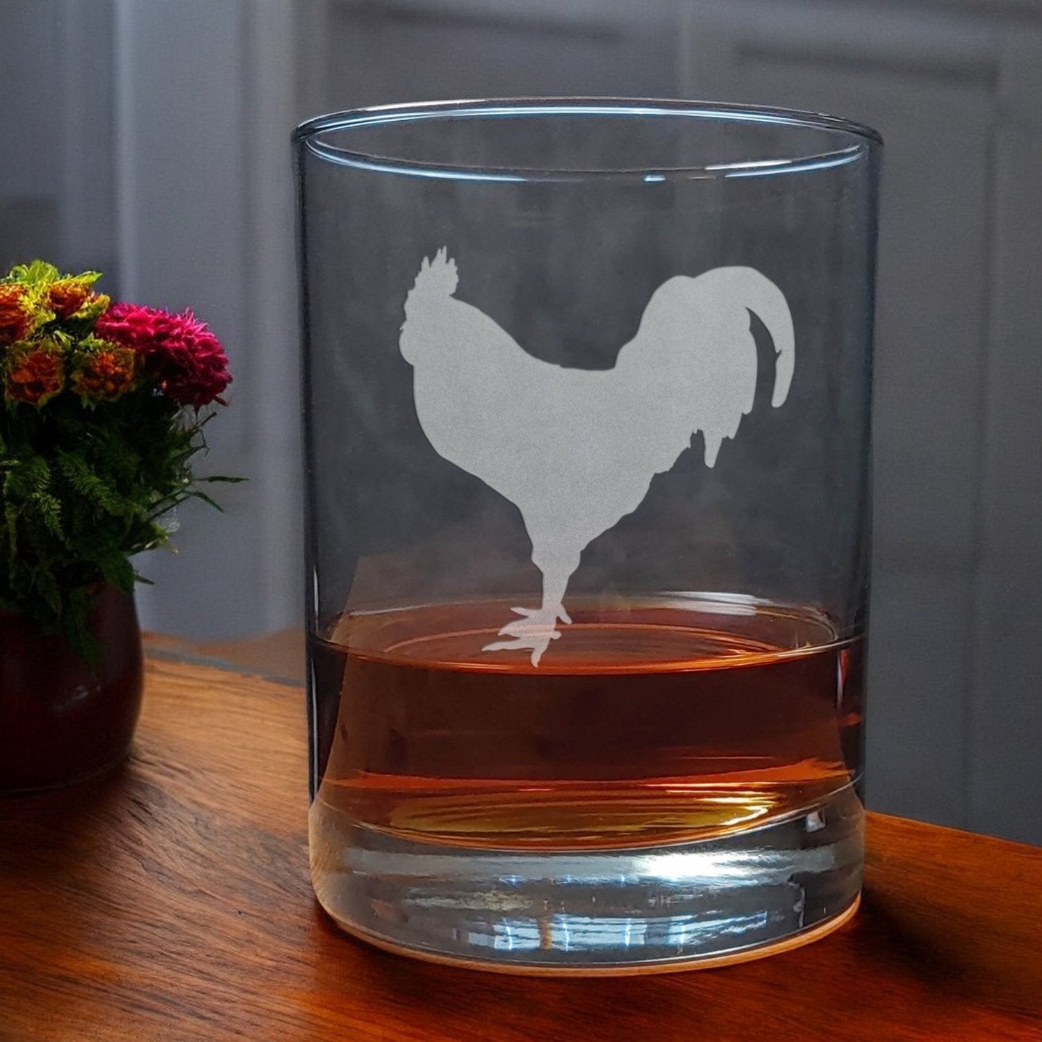 Rooster 13oz Whisky Glass - Copyright Hues in Glass