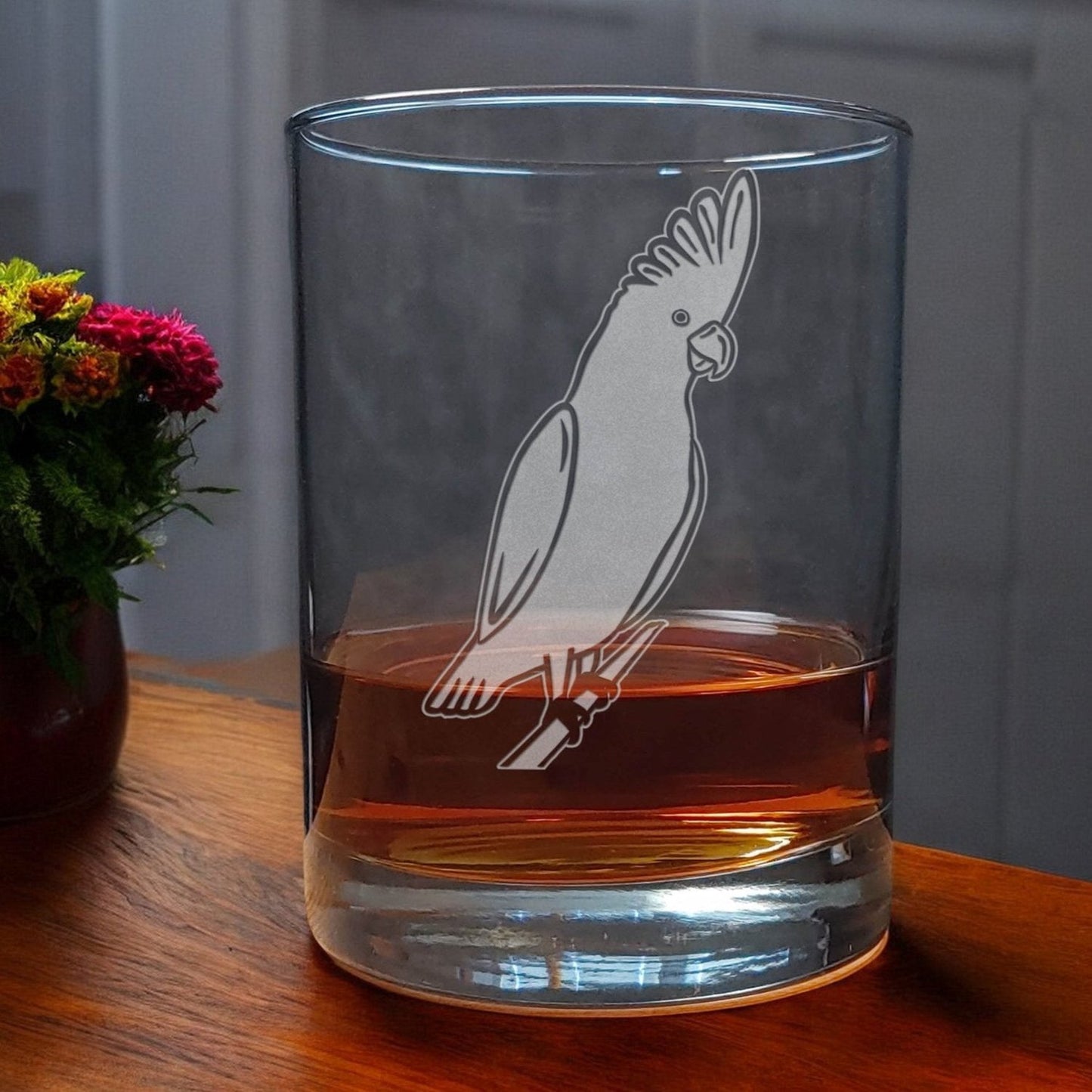 Cockatoo13oz Whisky Glass - Copyright Hues in Glass