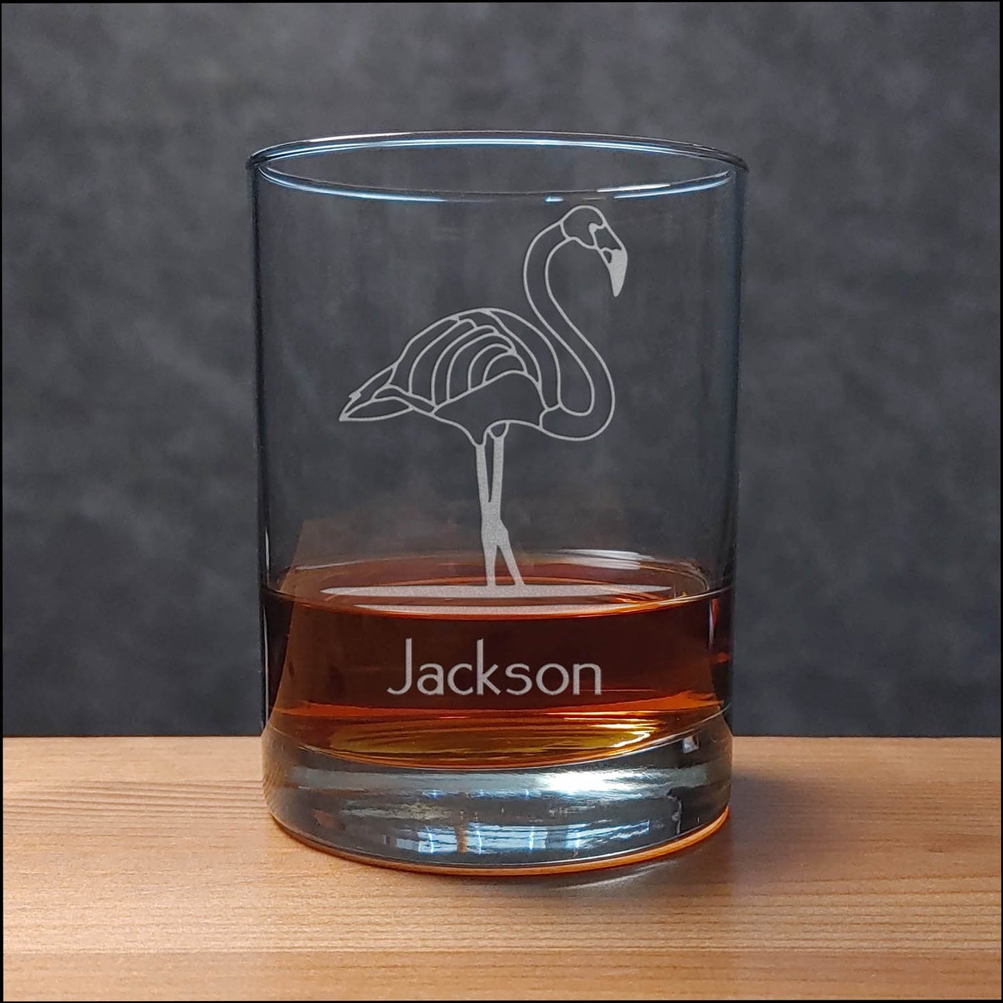 Flamingo 13oz Etched Whiskey Glass - Bird Lovers Engraved Personalized Gift