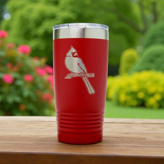 Personalized Cardinal Engraved 20oz Insulated Travel Tumbler – Stainless Steel Bird Lover Gift